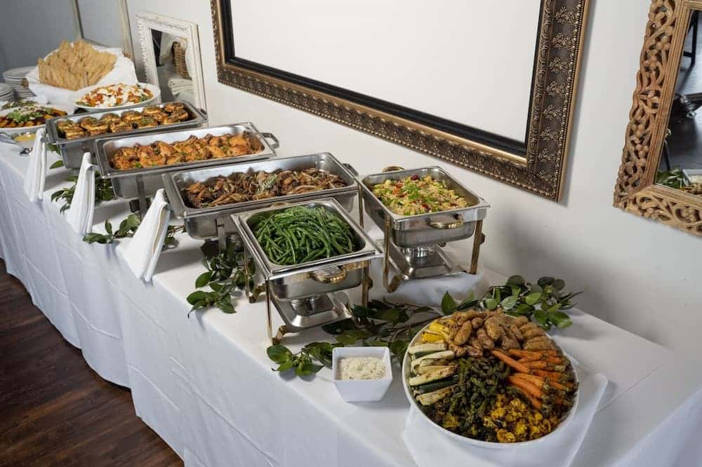 buffet displayed for a wedding